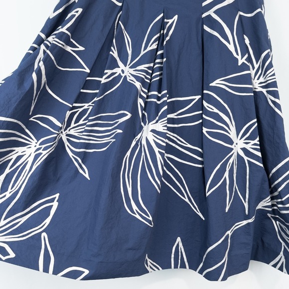 Talbots RSVP Floral Pleated Full Midi Skirt Size 8 Lined Blue Silver Pockets - Picture 13 of 16